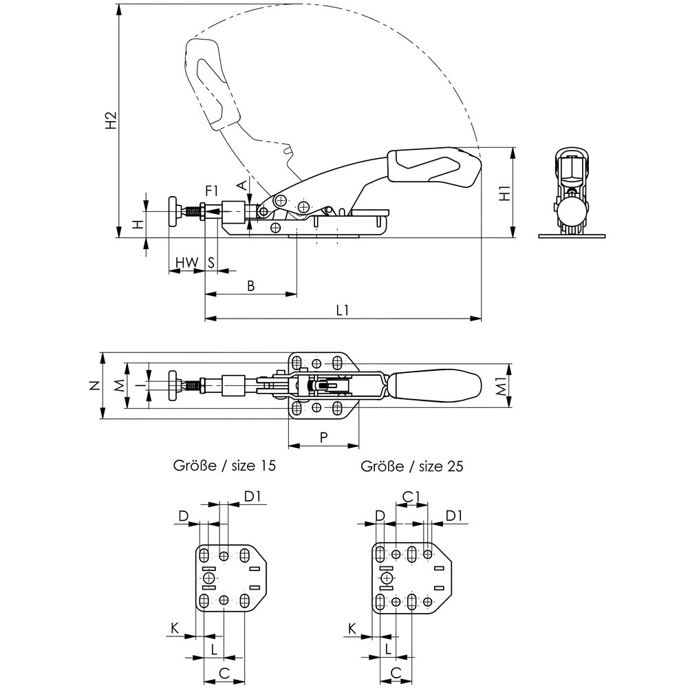 картинка Шарнирный зажим двухтактного типа с автоматической регулировкой ширины зажима АМF 560904 от магазина "Элит-инструмент"