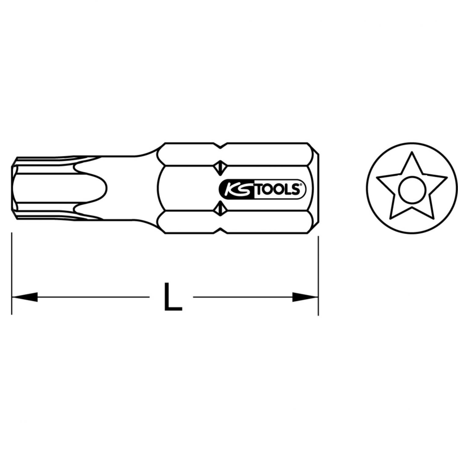 картинка Бит 1/4" для винтов с пятилучевой звездочкой, с отверстием, TS25, 5 шт в упаковке от магазина "Элит-инструмент"
