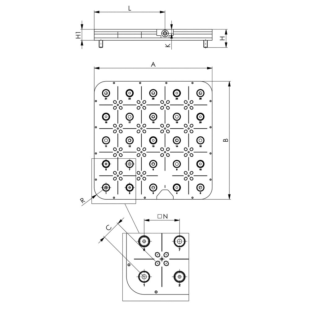 картинка Система зажима квадратной пластины-подложки АМF 571786 от магазина "Элит-инструмент"