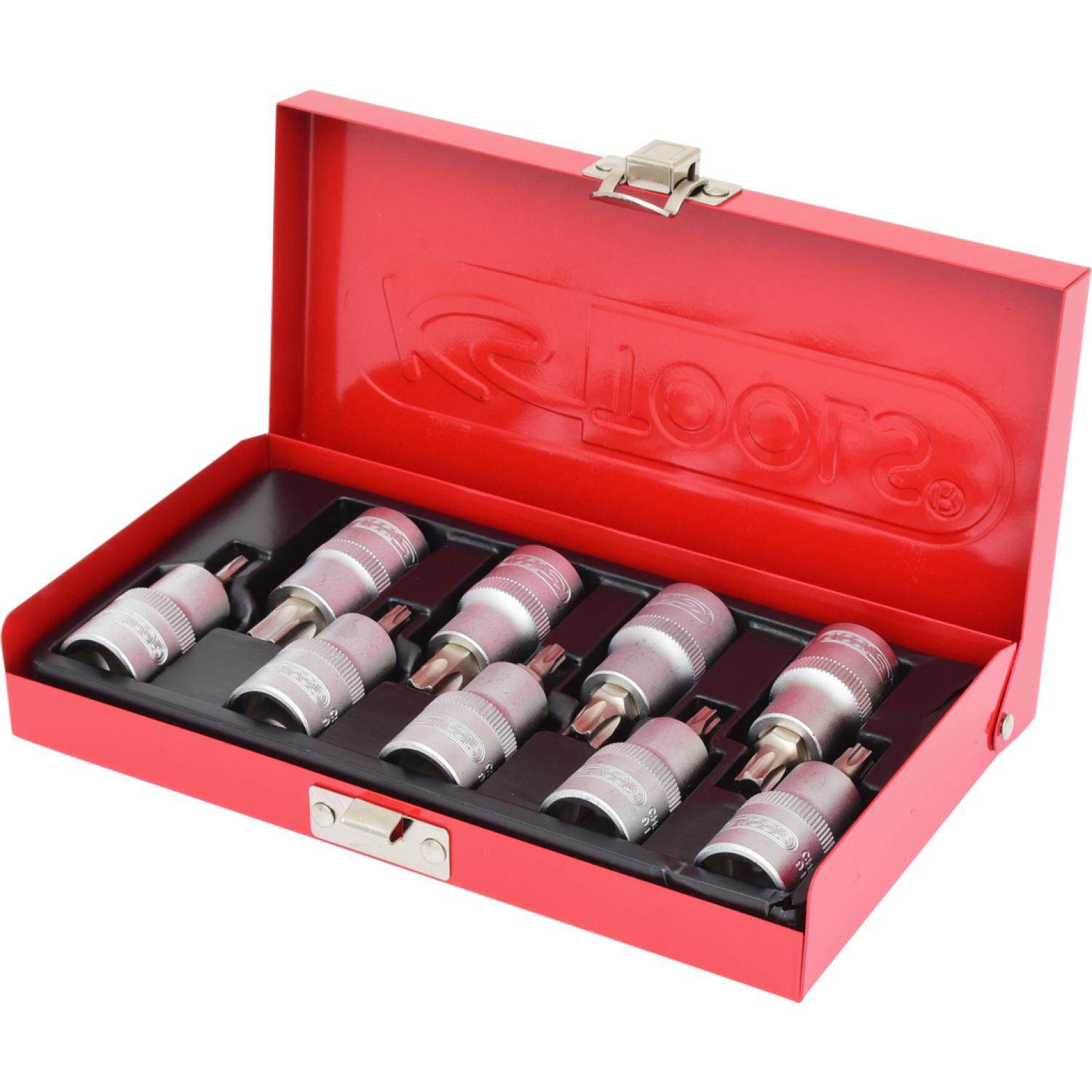 Комплект торцовых головок с профилем Torx с битами 1/2'', 9 шт, Т20-Т60