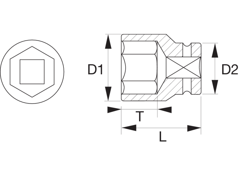 картинка 1/2" Торцевая головка шестигранная. Для работы на высоте BAHCO TAH16B-1.1/8 от магазина "Элит-инструмент"