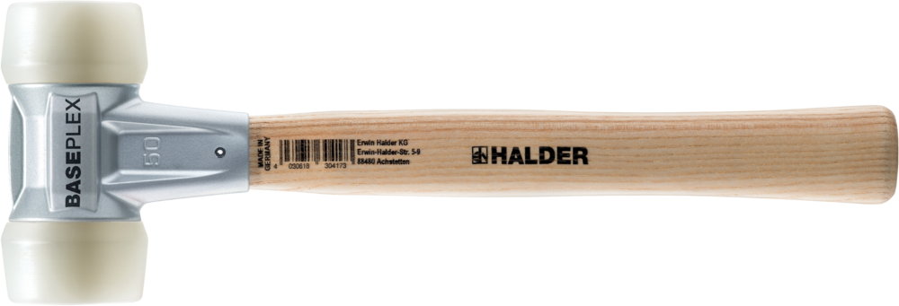 картинка HALDER 3908.025 Молоток Halder Simplex с жестким по твердости белыми резиновыми вставками с цинковым литым корпусом, 215гр. от магазина "Элит-инструмент"
