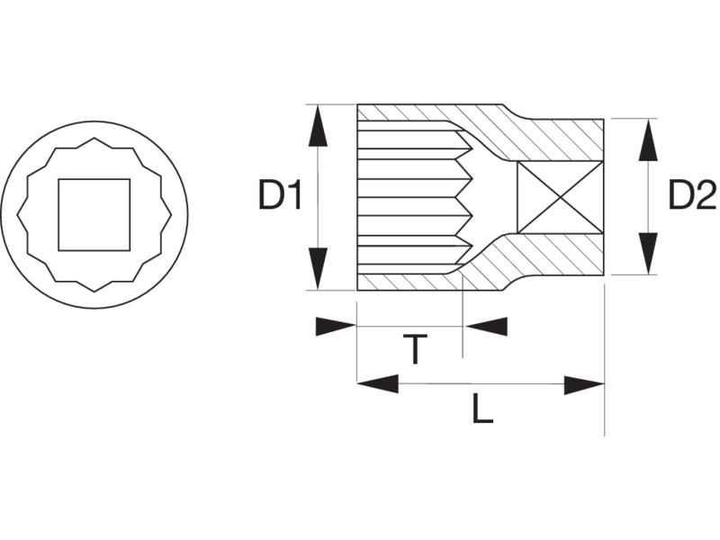 картинка Торцевая головка двенадцатигранная, дюймовые размеры BAHCO 7800DZ-19/32 от магазина "Элит-инструмент"