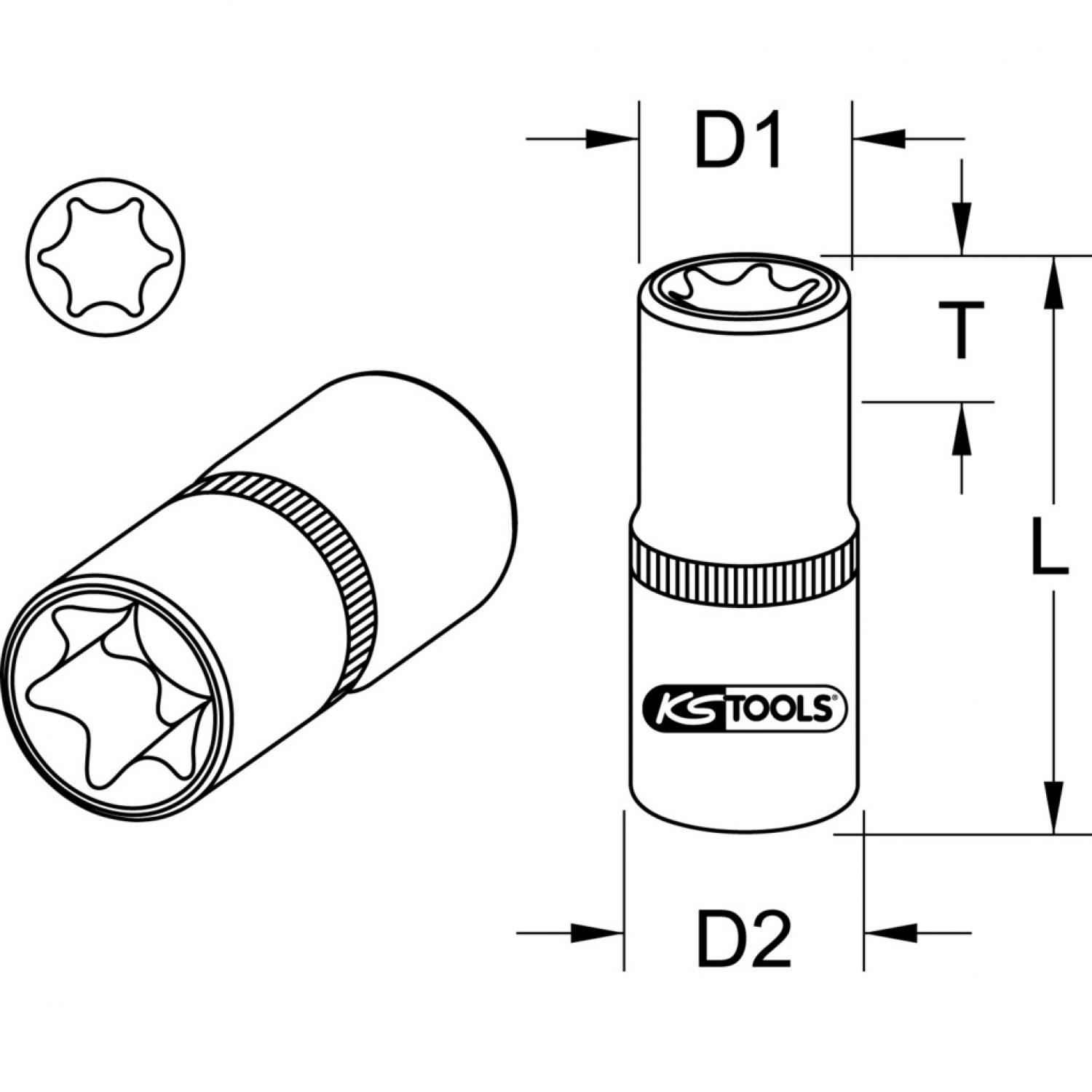 картинка Торцовая головка с внешним профилем Torx 3/8'', E12 от магазина "Элит-инструмент"