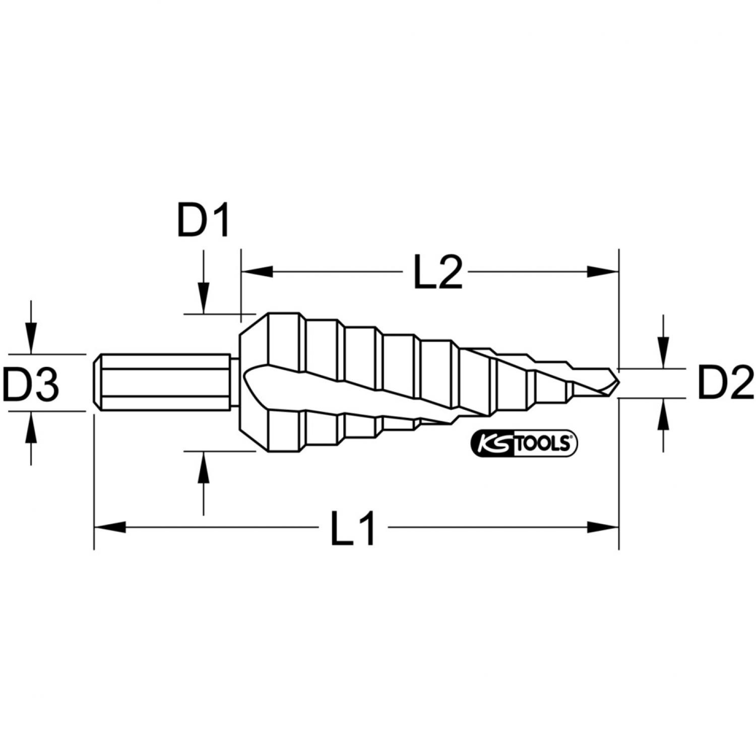 картинка Ступенчатое сверло HSS-TiN, Ø 7-40,5 мм, 13 ступеней от магазина "Элит-инструмент"