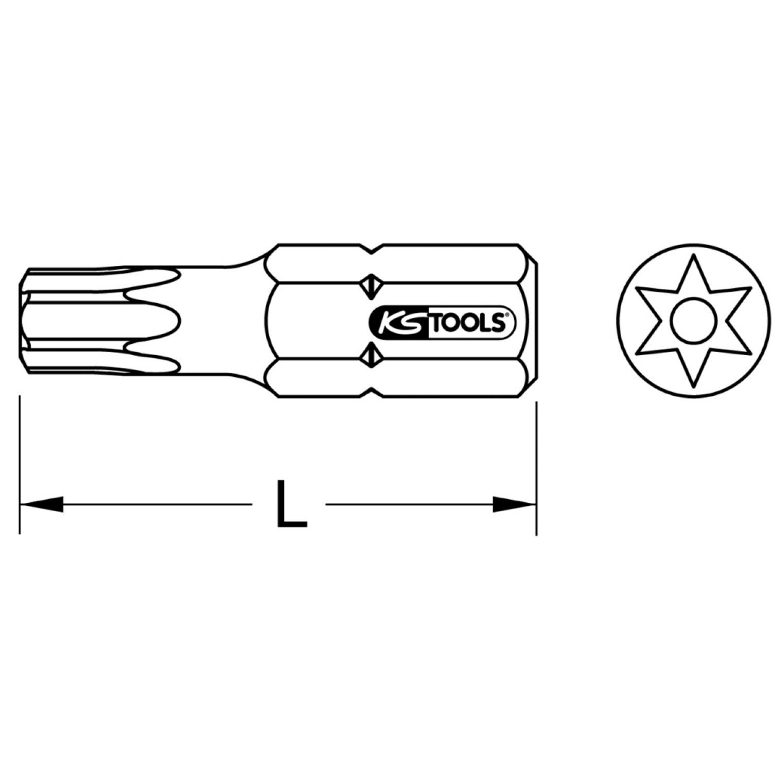 картинка Бит TORSIONpower 1/4" с профилем Torx, 25 мм, ТВ10, с отверстием от магазина "Элит-инструмент"