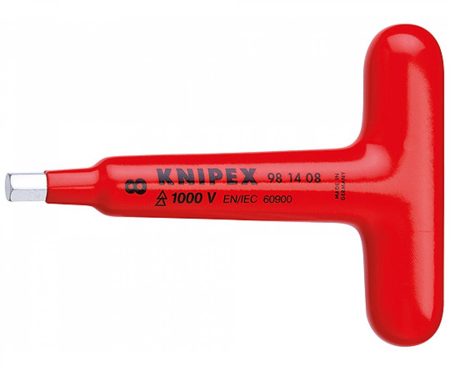 картинка Отвертка VDE для винтов с профилем "внутренний шестигранник" с Т-образной ручкой Knipex KN-981406 от магазина "Элит-инструмент"