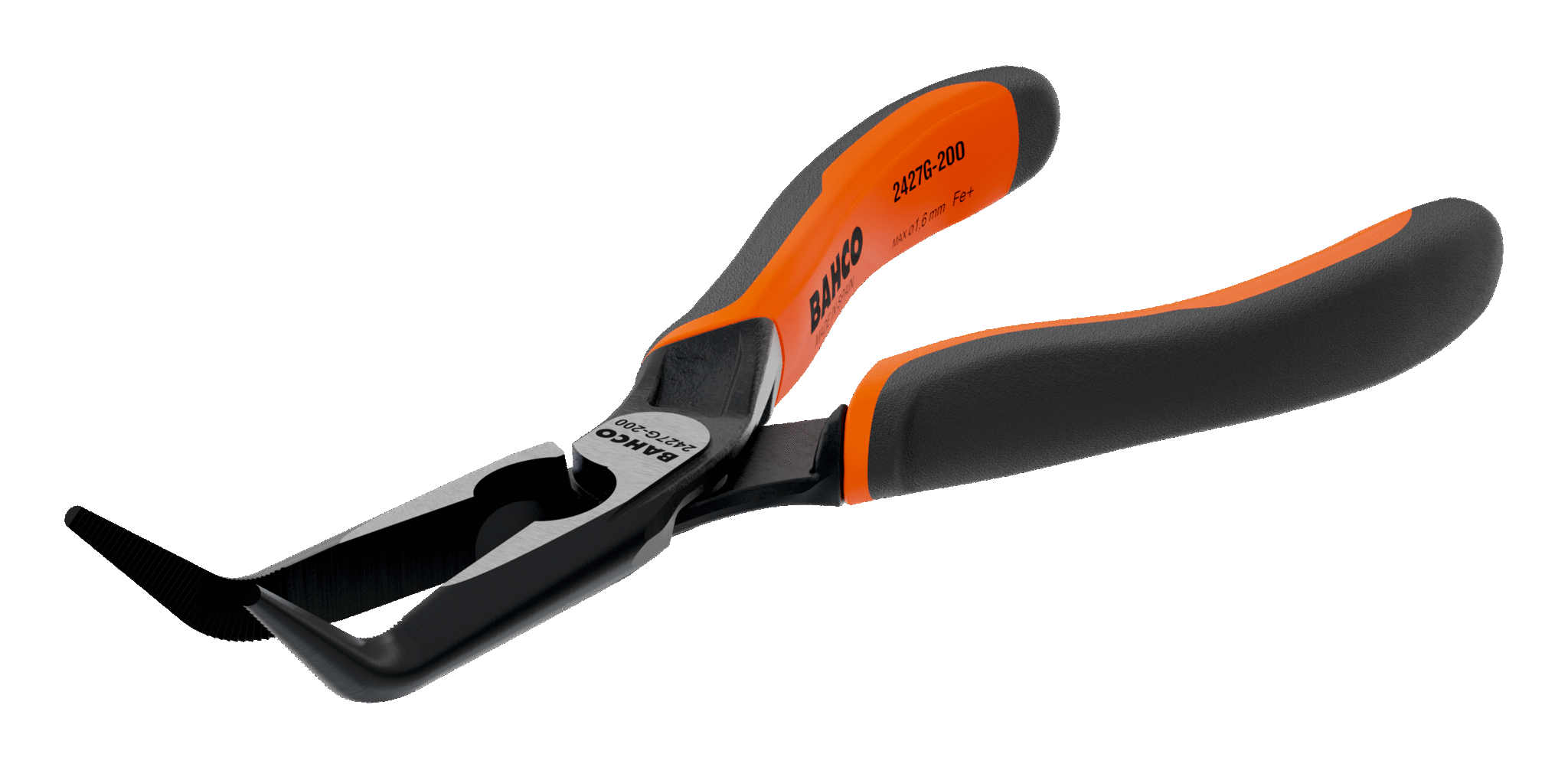 картинка Плоскогубцы ERGO™ с удлиненными изогнутыми губками с двухкомпанентными рукоятками и фосфатным покрытием,45° (200 mm) Промышленная упаковка BAHCO 2427 G-200 IP от магазина "Элит-инструмент"