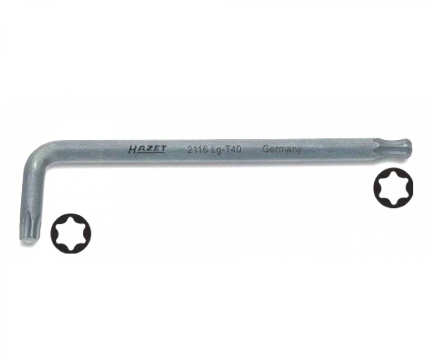 картинка Ключ штифтовый длинный TORX T9 Hazet 2116Lg-T9 со сферической головкой от магазина "Элит-инструмент"