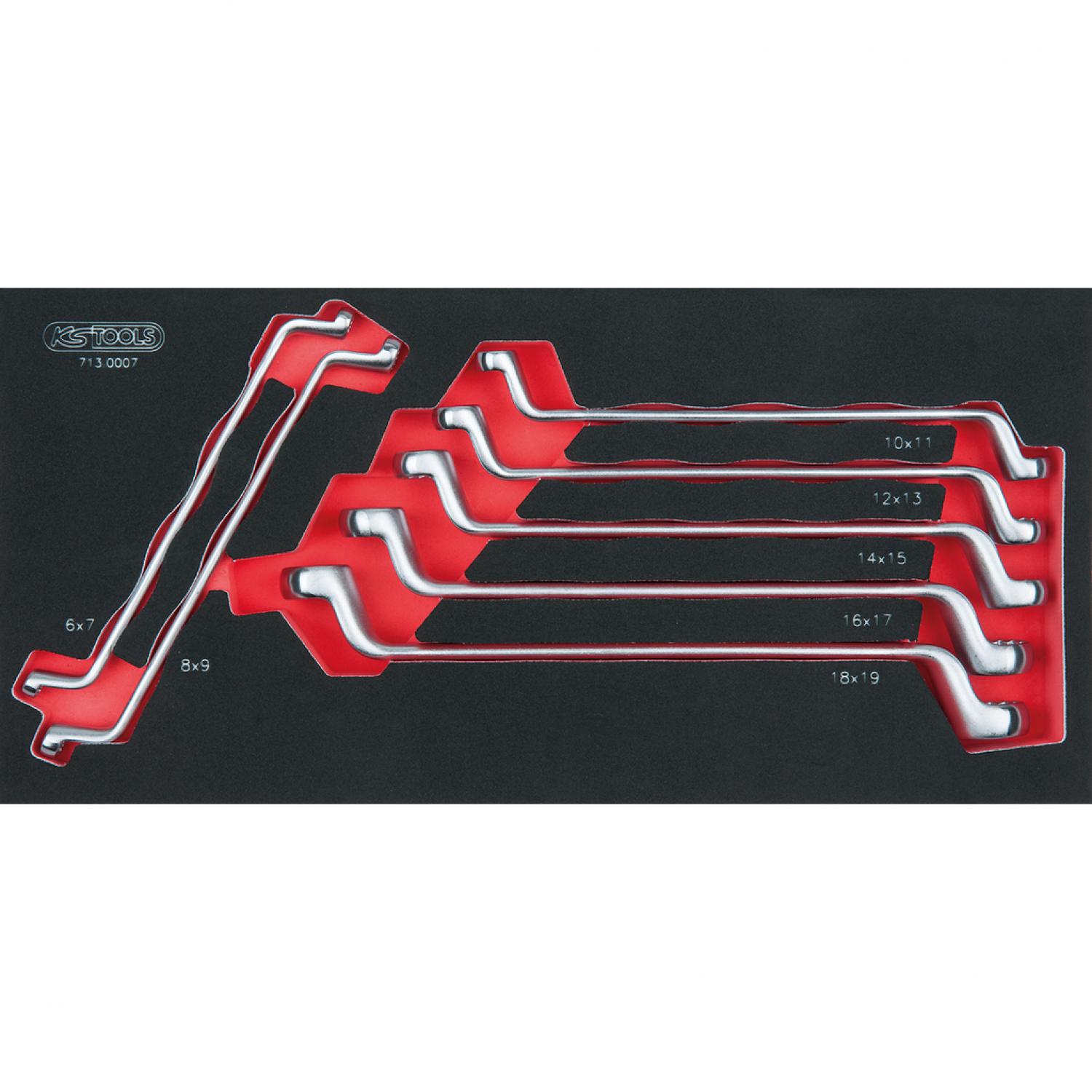 Комплект двусторонних накидных ключей SCS, 7 шт, во вкладке на 1/3 инструментального ящика