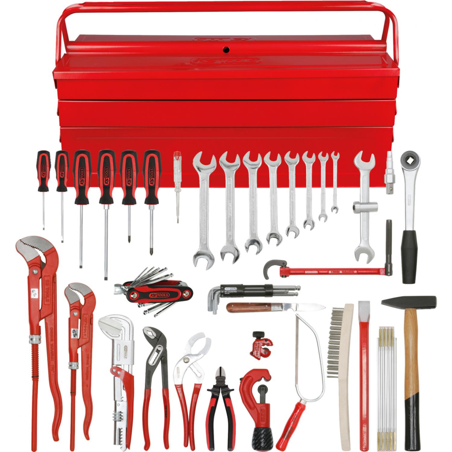 Комплект инструментов для сантехнических работ Basic, в металлическом ящике, 34 шт KSTools-116.0186