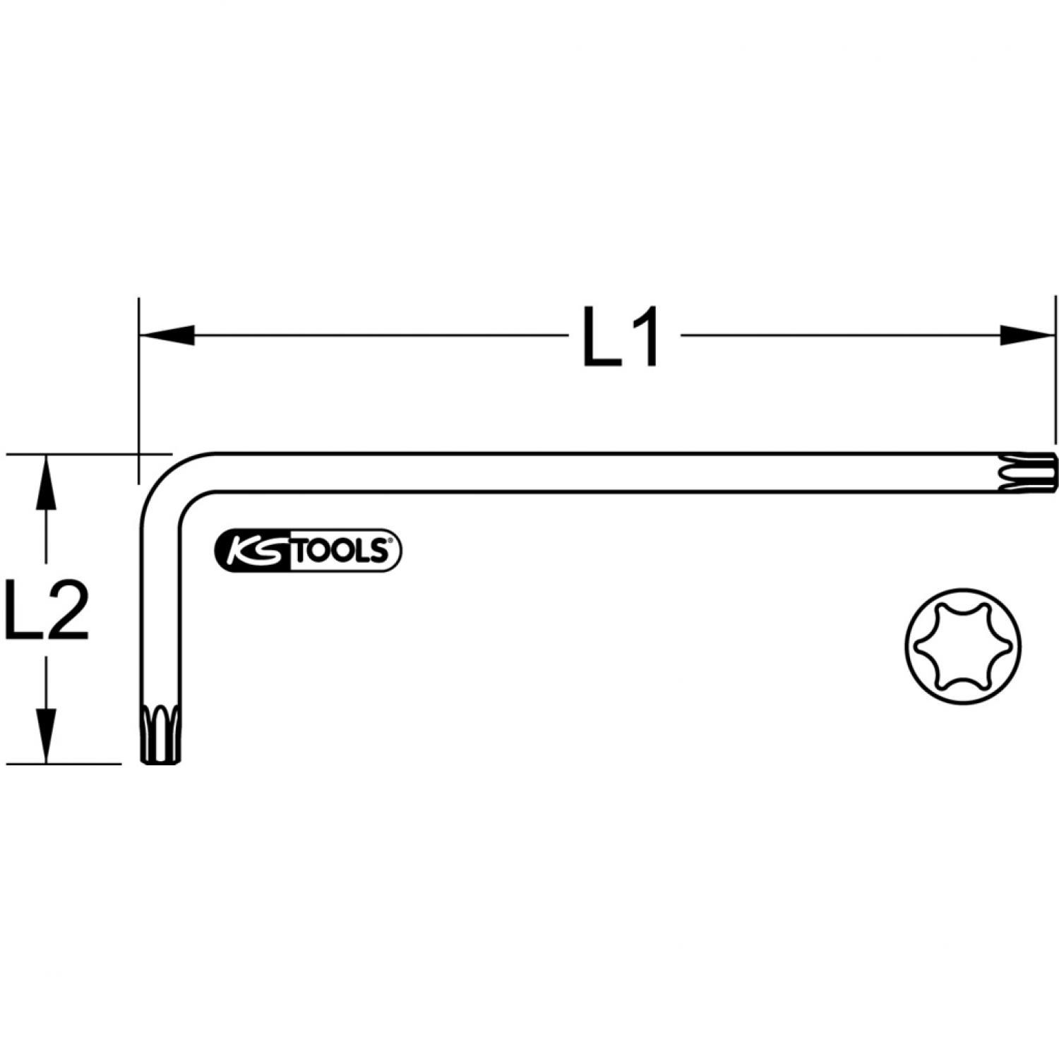 картинка Угловой штифтовой ключ с профилем Torx, короткий, Т55 от магазина "Элит-инструмент"