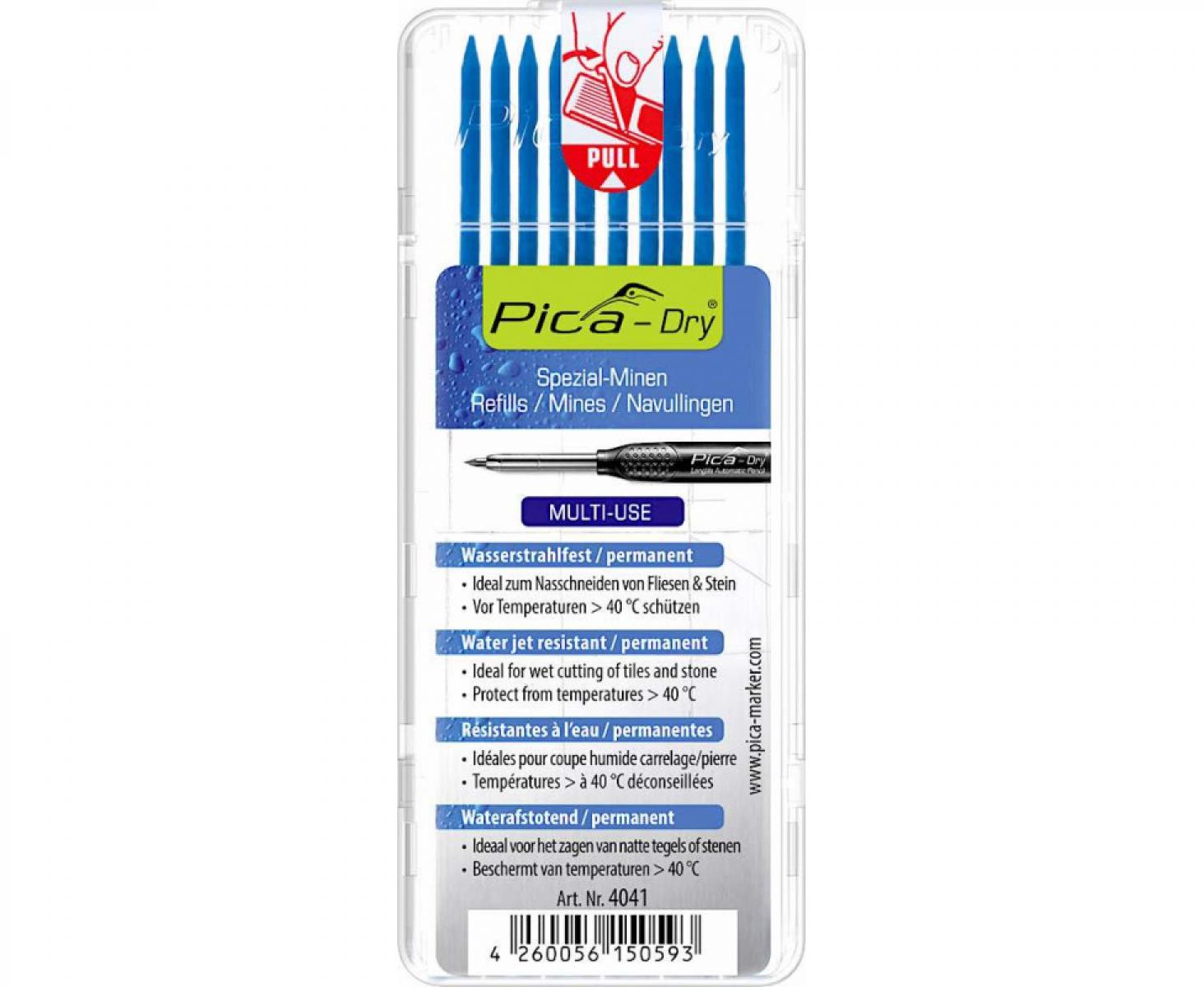 картинка Грифели для карандаша Pica-Dry синие Special Pica 4041 10 пр. от магазина "Элит-инструмент"