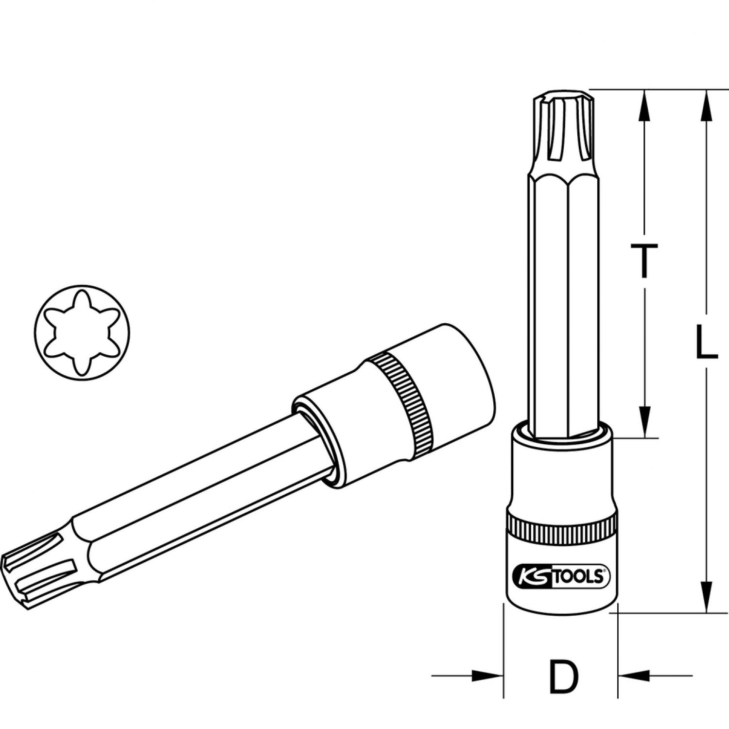картинка Торцовая головка с битом 1/2'' для винтов RIBE, M8, 110 мм от магазина "Элит-инструмент"