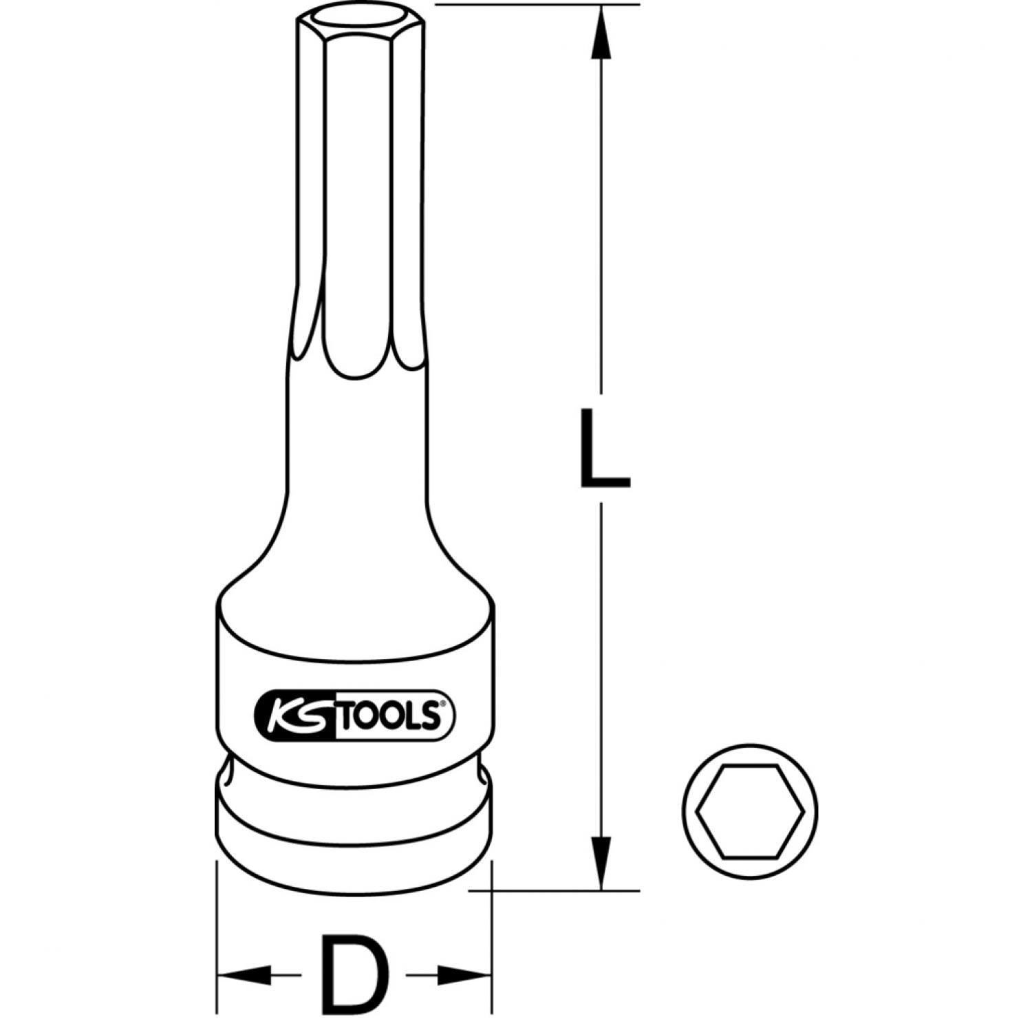 картинка Силовая торцовая головка с битом 1/2" с профилем Torx, длинная, T80 подвеска от магазина "Элит-инструмент"