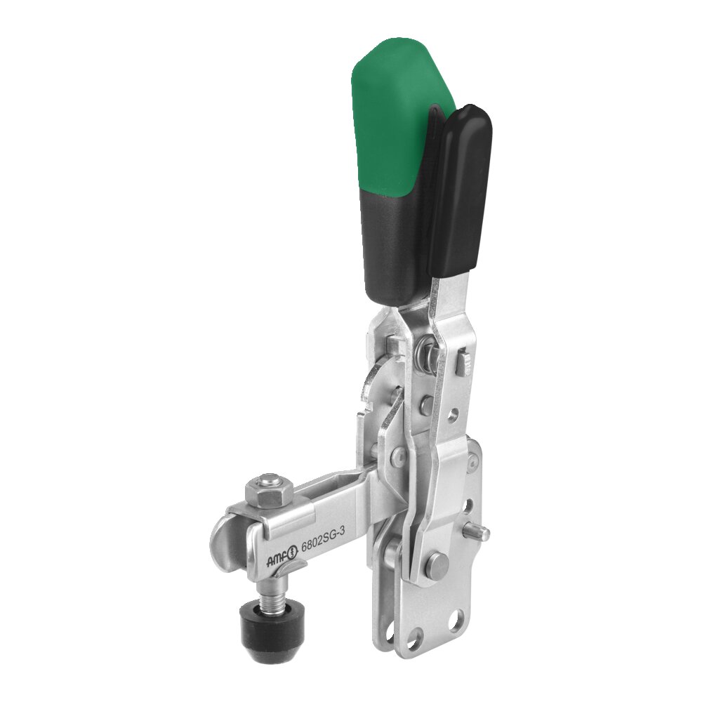 Вертикальный шарнирный зажим с зеленой ручкой и предохранительной защелкой АМF 557573