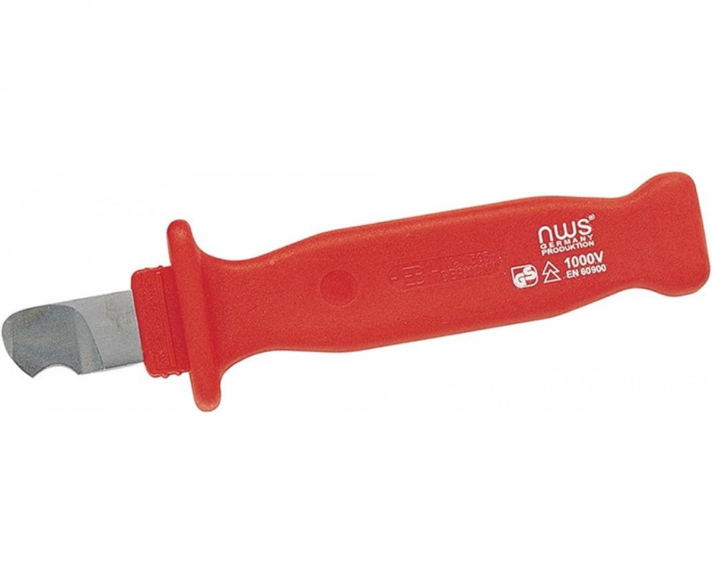 картинка Нож VDE с фиксированным прямым лезвием и шлифованным полукругом для полимерного кабеля 185 мм NWS 2041 от магазина "Элит-инструмент"