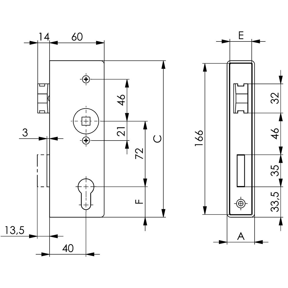картинка Корпус замка, V2A АМF 14654 от магазина "Элит-инструмент"