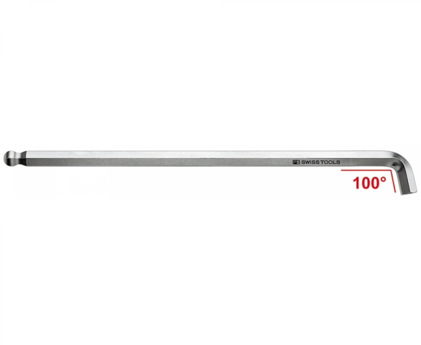картинка Ключ штифтовый HEX длинный PB Swiss Tools PB 2212.L 6 со сферической головкой угол 100º M6 от магазина "Элит-инструмент"