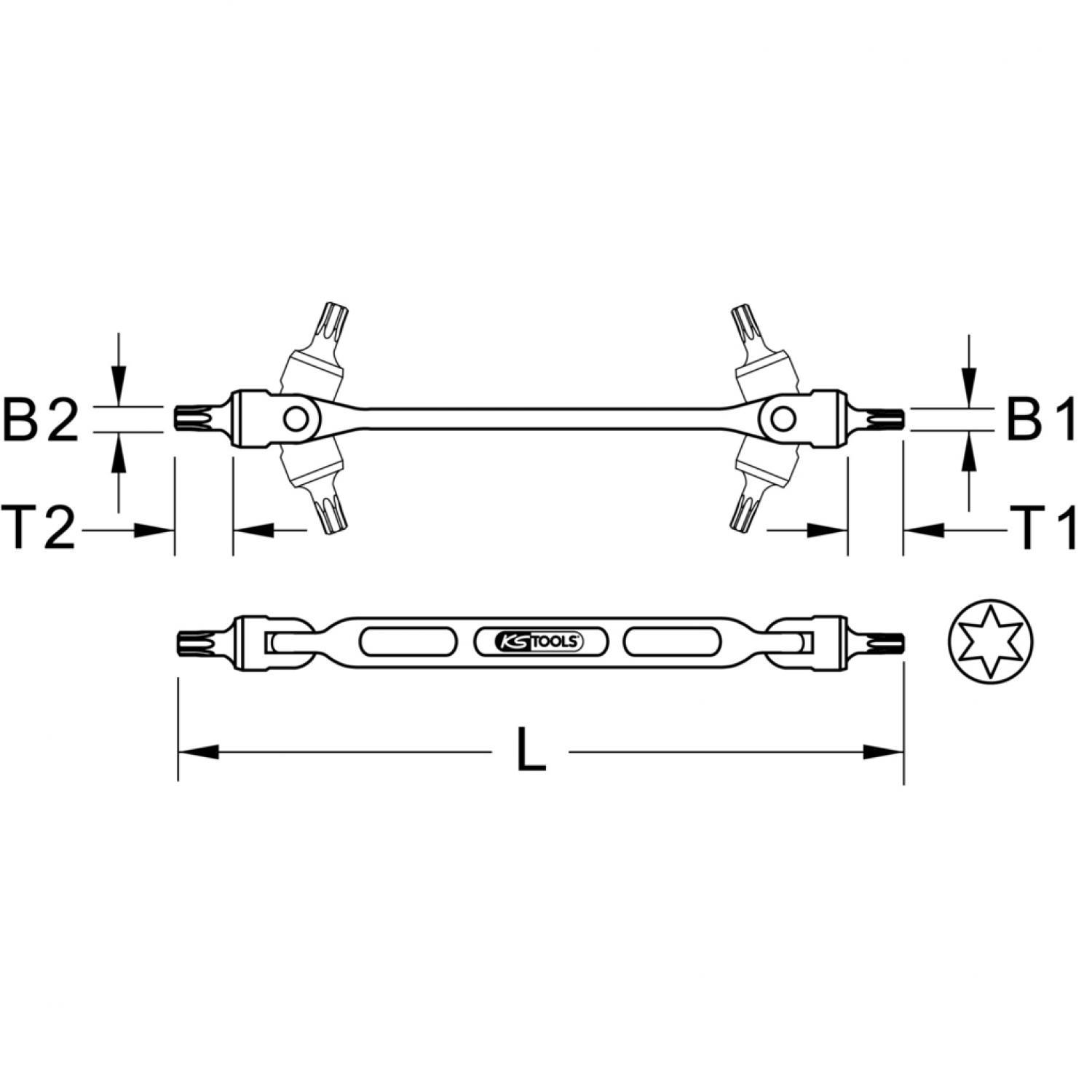 картинка Двусторонний шарнирный ключ с профилем Torx, T55xT60 от магазина "Элит-инструмент"