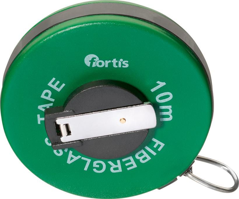 Капсульная рулетка, лента из стекловолокна, зеленая, FORTIS 4317784730433 (длина ленты - 30 m / ширина ленты - 13 мм / выпускной - мм/cm / начало измерения - A (approx. 10 cm after start fitting) / цвет ленты - White)
