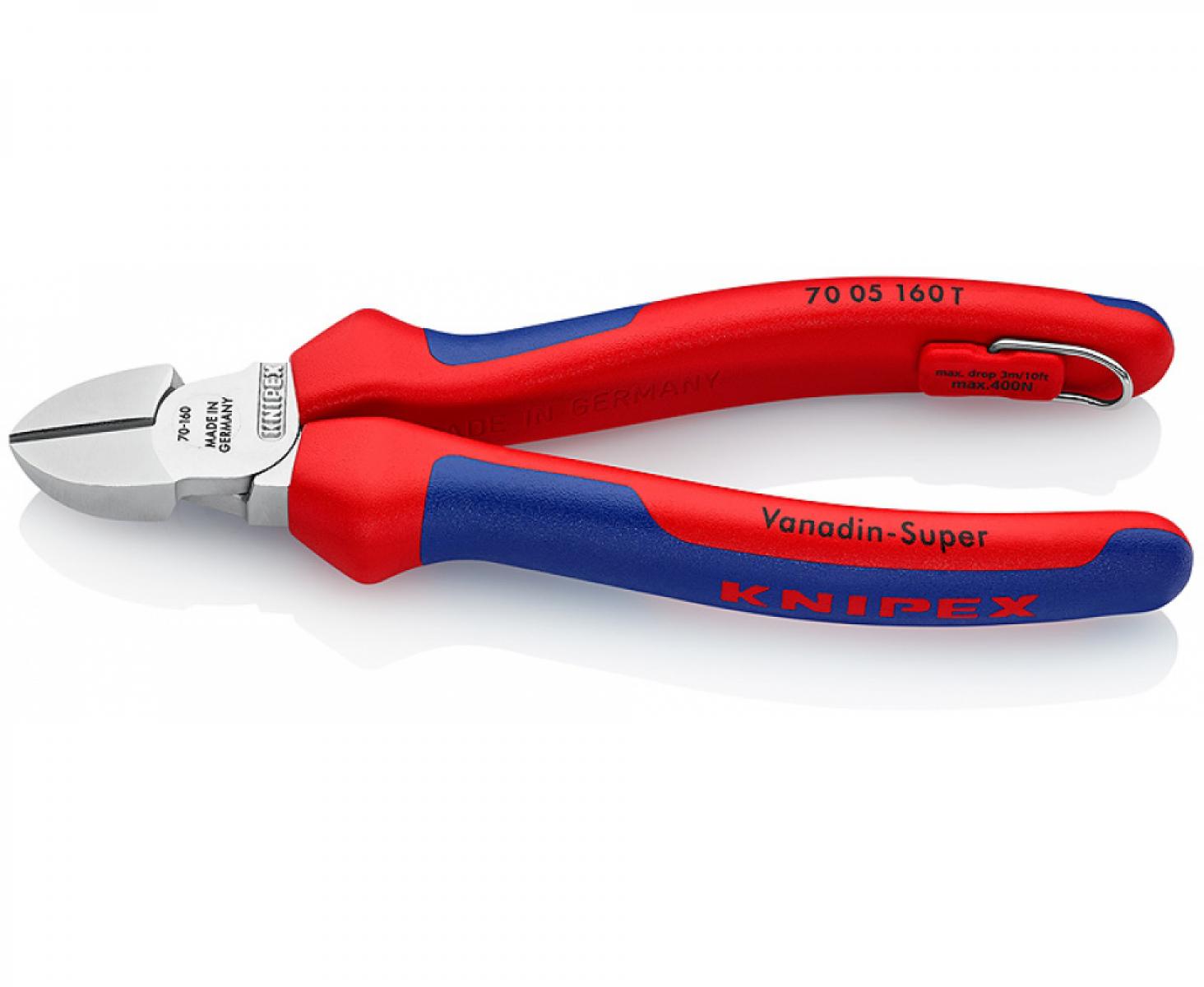 картинка Кусачки боковые со страховочным креплением Knipex KN-7005160T от магазина "Элит-инструмент"