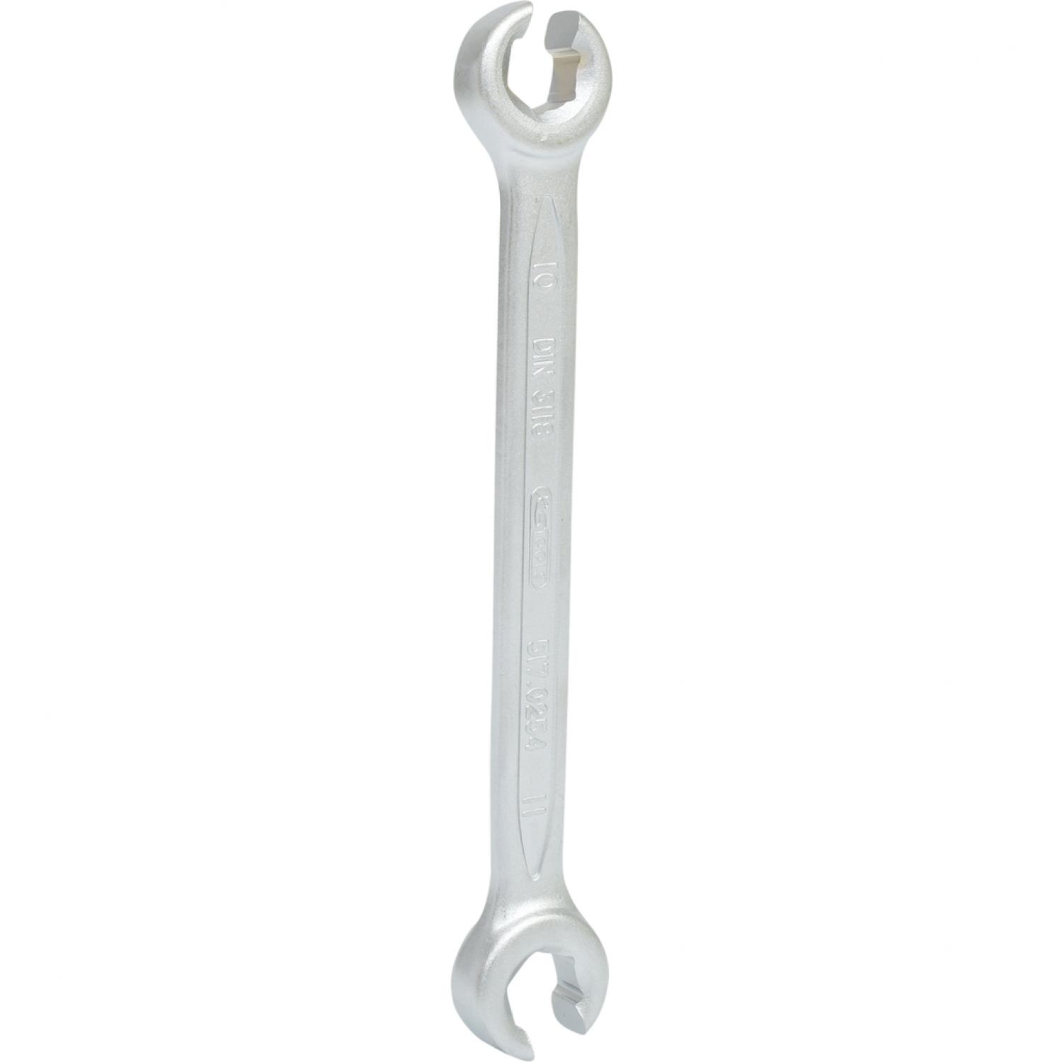 Открытый двусторонний накидной ключ, изогнутый, 10х11 мм подвеска