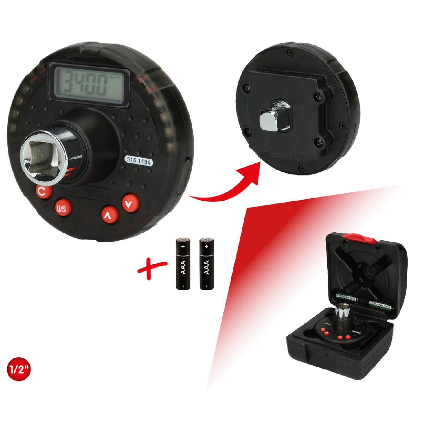 картинка Цифровой динамометрический адаптер с угломером 1/2", 17-340 Нм от магазина "Элит-инструмент"