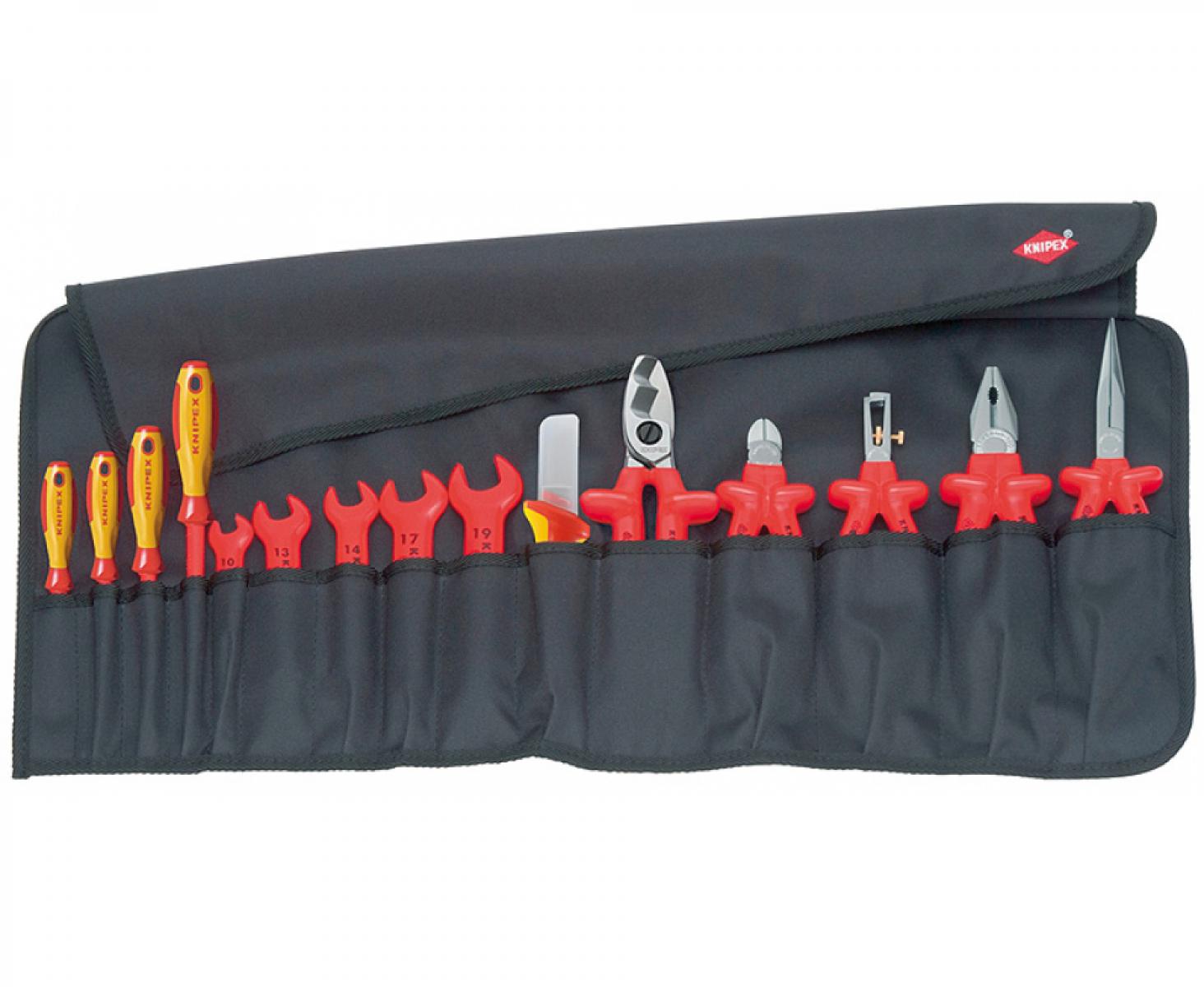 картинка Планшет с электроизолированными инструментами мягкий, 15 предметов Knipex KN-989913 от магазина "Элит-инструмент"