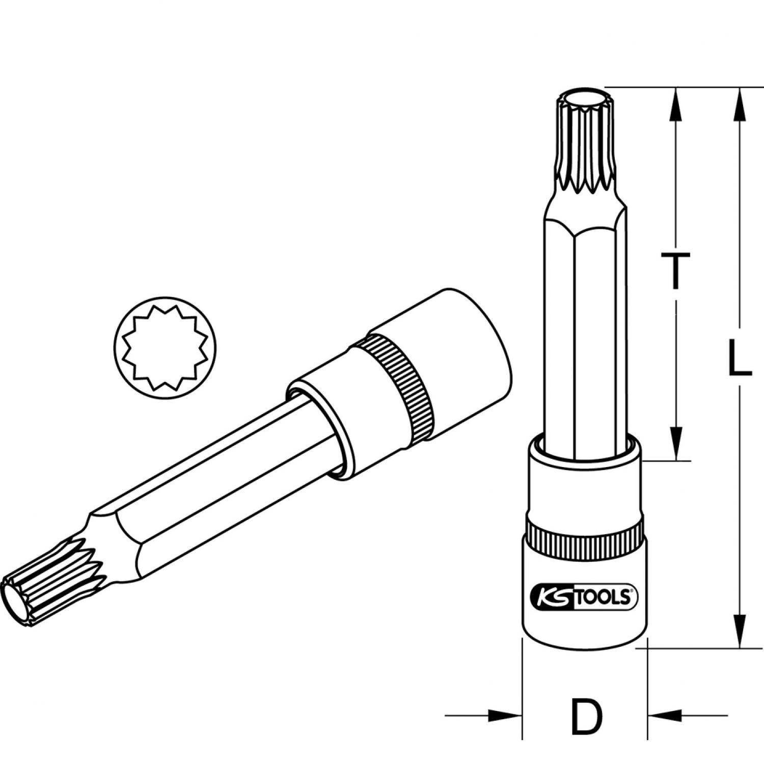 картинка Торцовая головка XZN 1/2'' с битом, M6, 110 мм от магазина "Элит-инструмент"