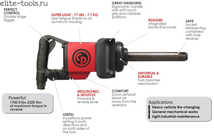 картинка Ударный гайковерт 1" CP7780-6 с длинным штоком Chicago Pneumatic от магазина "Элит-инструмент"