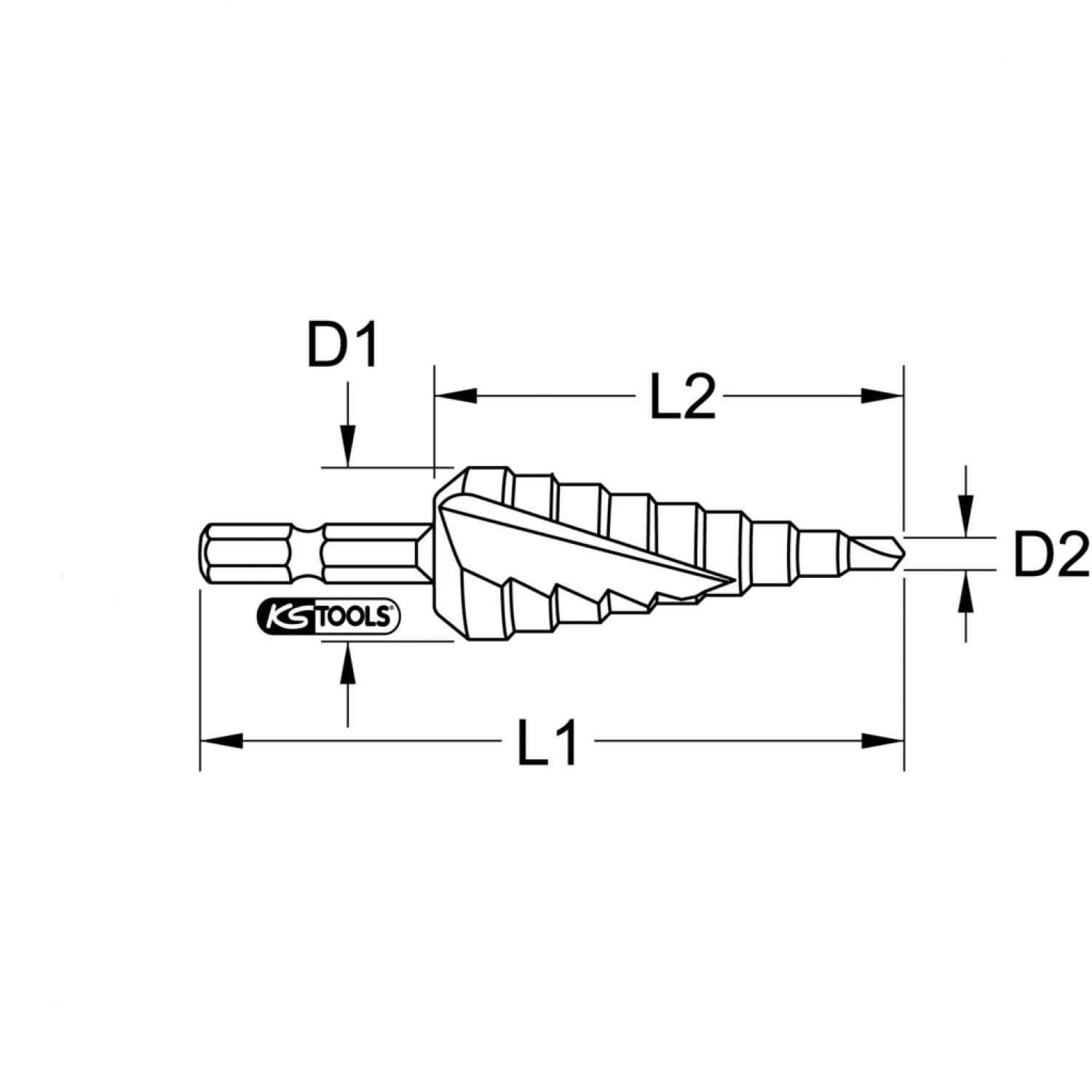 картинка Бит для ступенчатого сверла HSS-TiN 1/4", Ø 4-20 мм, 9 ступеней от магазина "Элит-инструмент"