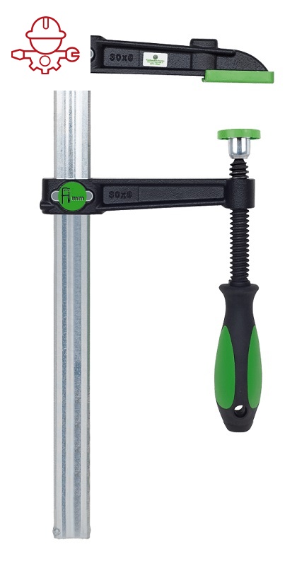 картинка Струбцина VIRIDIS из ковкого чугуна, с удобной трёхкомпонентной рукояткой Kukko 490+0200-100 от магазина "Элит-инструмент"