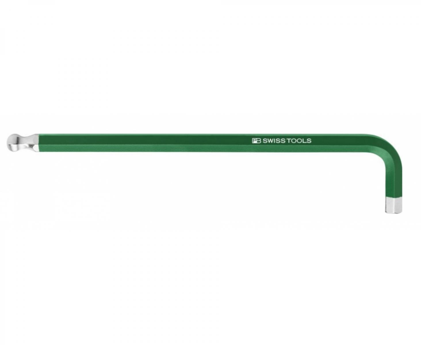 картинка Ключ штифтовый HEX длинный PB Swiss Tools PB 212L.4 GR со сферической головкой, зеленый M4 от магазина "Элит-инструмент"