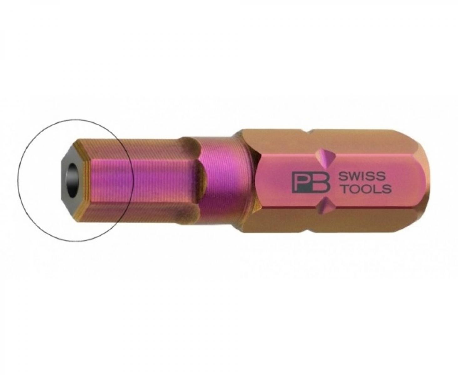 картинка Бита HEX BO PrecisionBits C6,3 с внешним шестигранником 1/4 с отверстием PB Swiss Tools PB C6.210B/2,5 M2,5 от магазина "Элит-инструмент"