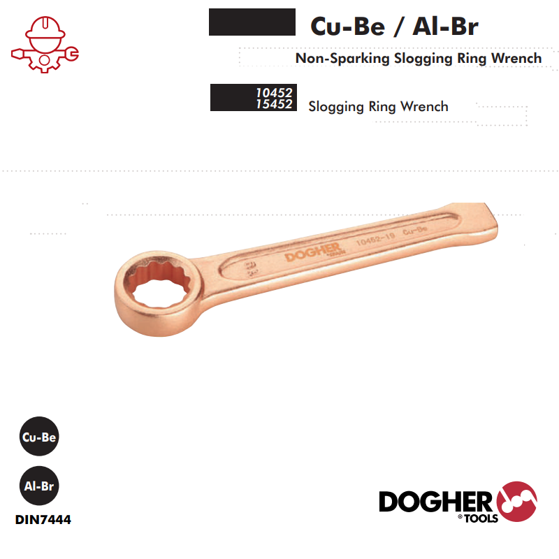 картинка Ударный накидной искробезопасный ключ Cu-Be DIN7444 Dogher Tools 10452-77 от магазина "Элит-инструмент"