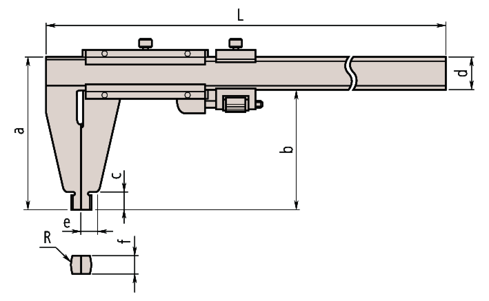 картинка Штангенциркуль нониусный, скруглённые губки, 0-600мм, 0,02мм, с микроподачей, Metric Mitutoyo СМ60 160-101  от магазина "Элит-инструмент"