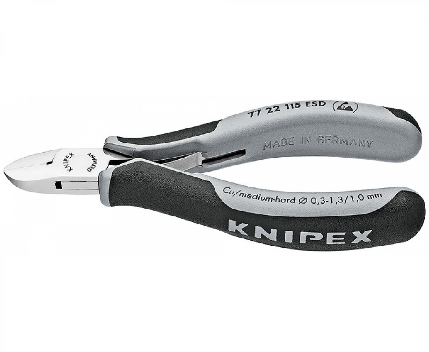 Кусачки боковые для электроники антистатические Knipex KN-7722115ESD