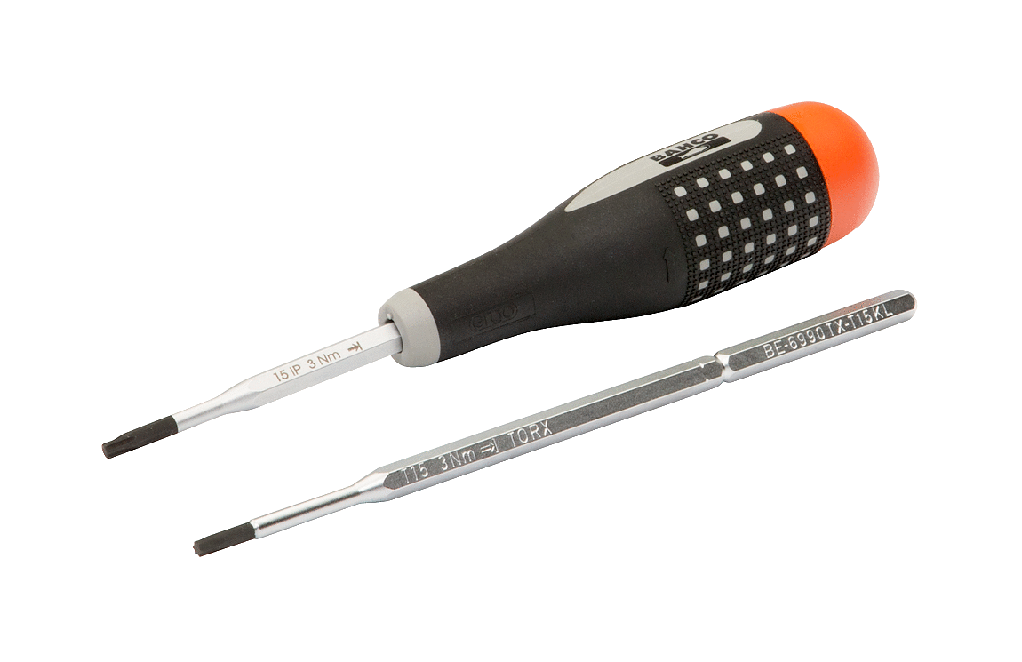 Динамометрическая отвертка ERGO™ с фиксацией выбранного значения и возможностью предустановки крутящего момента. Со стержнями TORX® и TORX Plus® BAHCO BE-6990-IP8