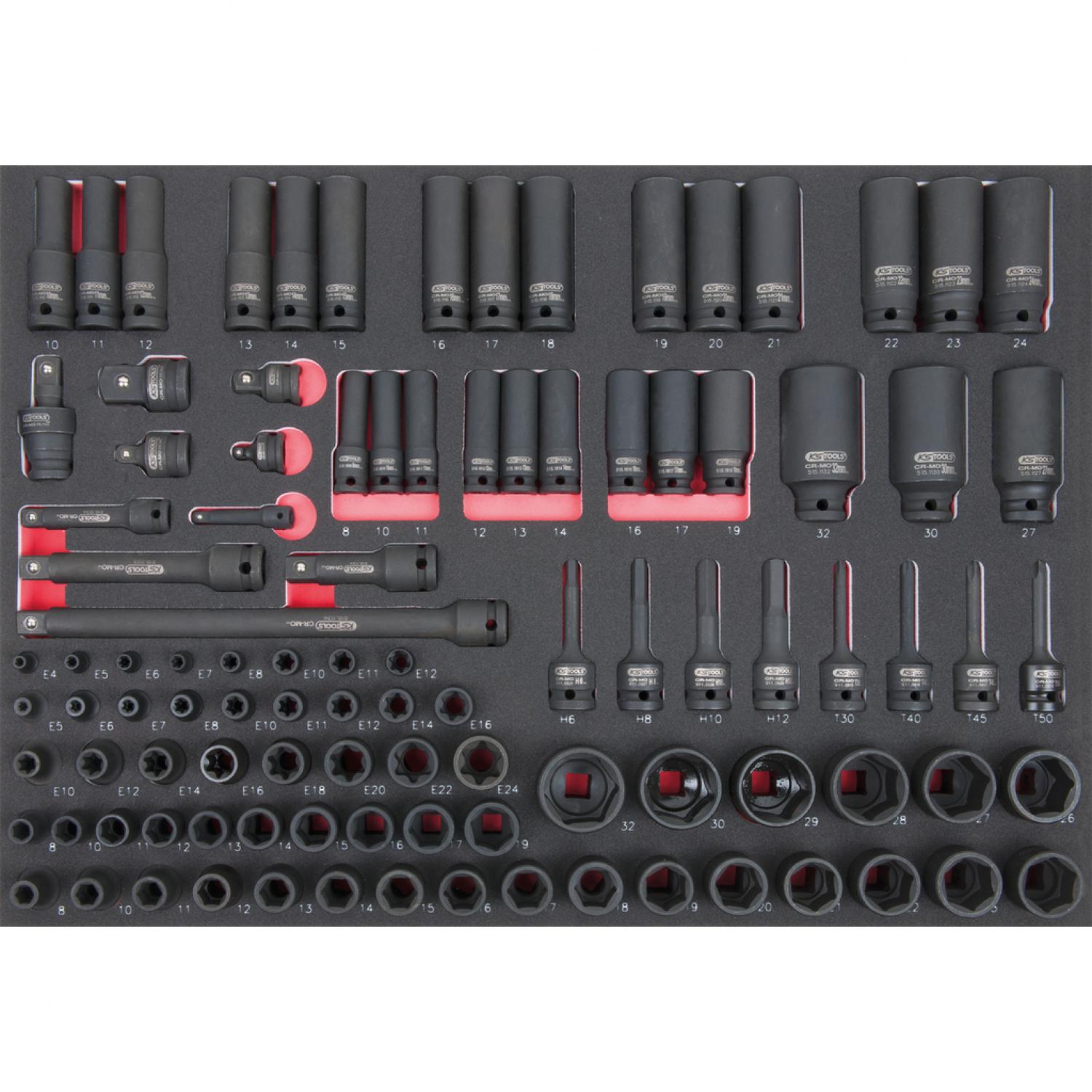 Комплект силовых торцовых ключей SCS 1/4" + 3/8“+1/2"', 102 шт, во вкладке на 1/1 инструментального ящика