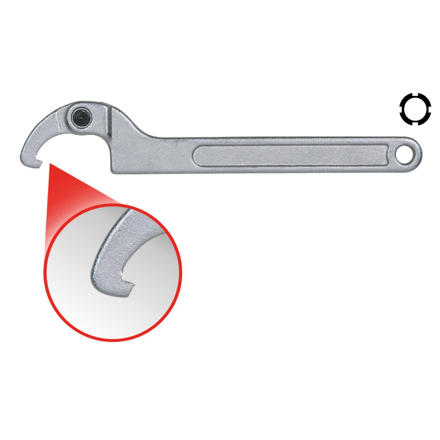 Шарнирный крючковый ключ с носиком, 50-80 мм