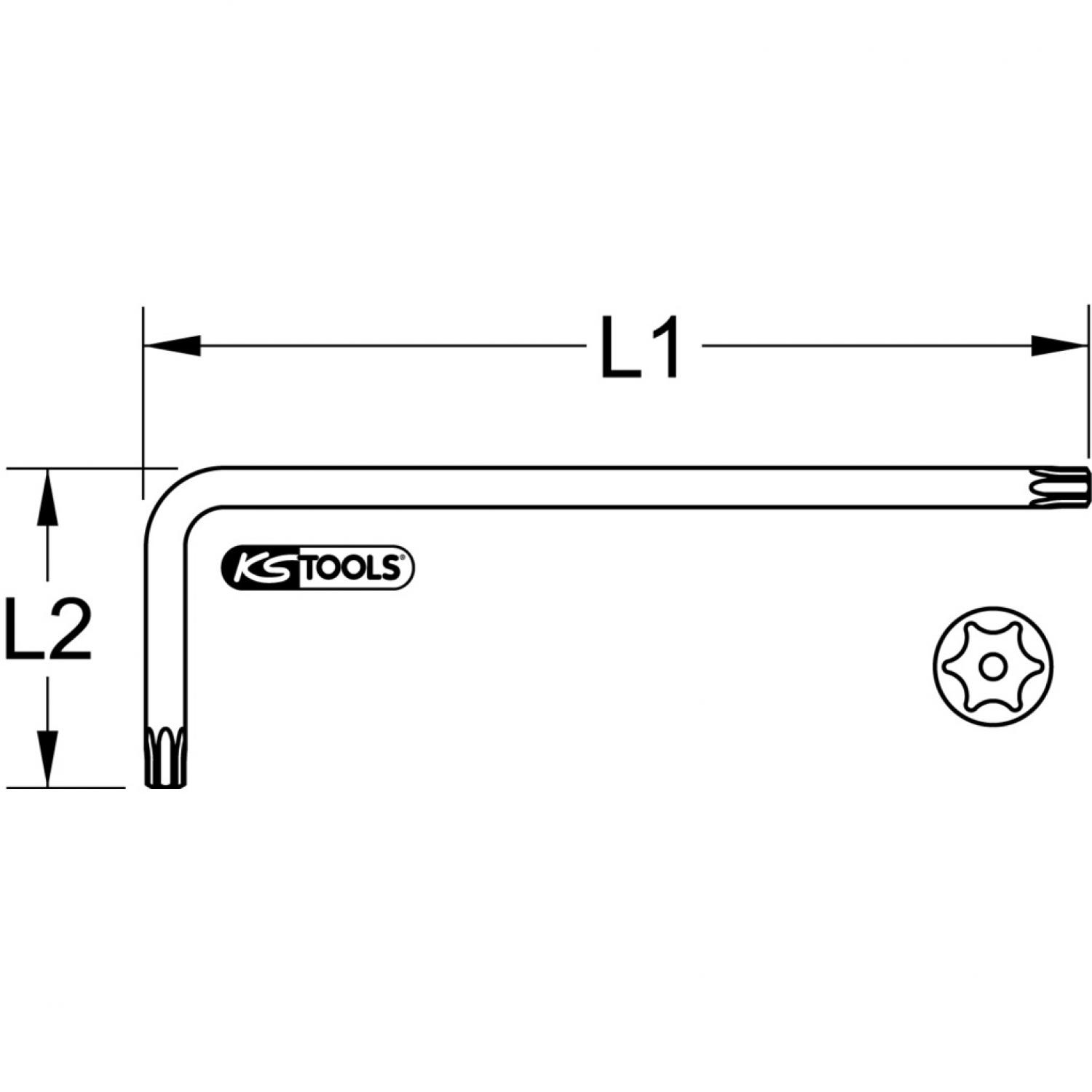 картинка Угловой штифтовой ключ с профилем Torx и отверстием, длинный, ТВ5 от магазина "Элит-инструмент"