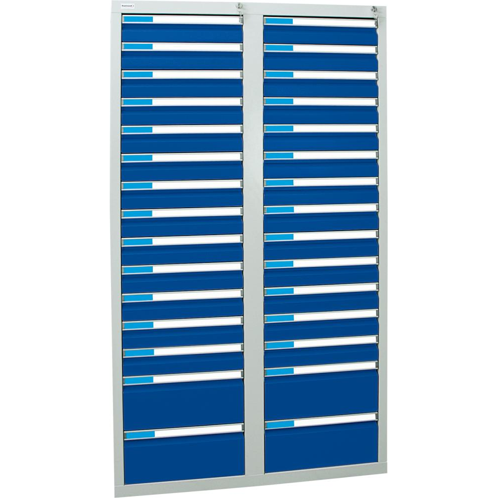 картинка Шкаф формата Ш1800хГ1000хВ500мм RAL 7035/5010 30 ящиков 75кг 3031 5101 Fplus от магазина "Элит-инструмент"
