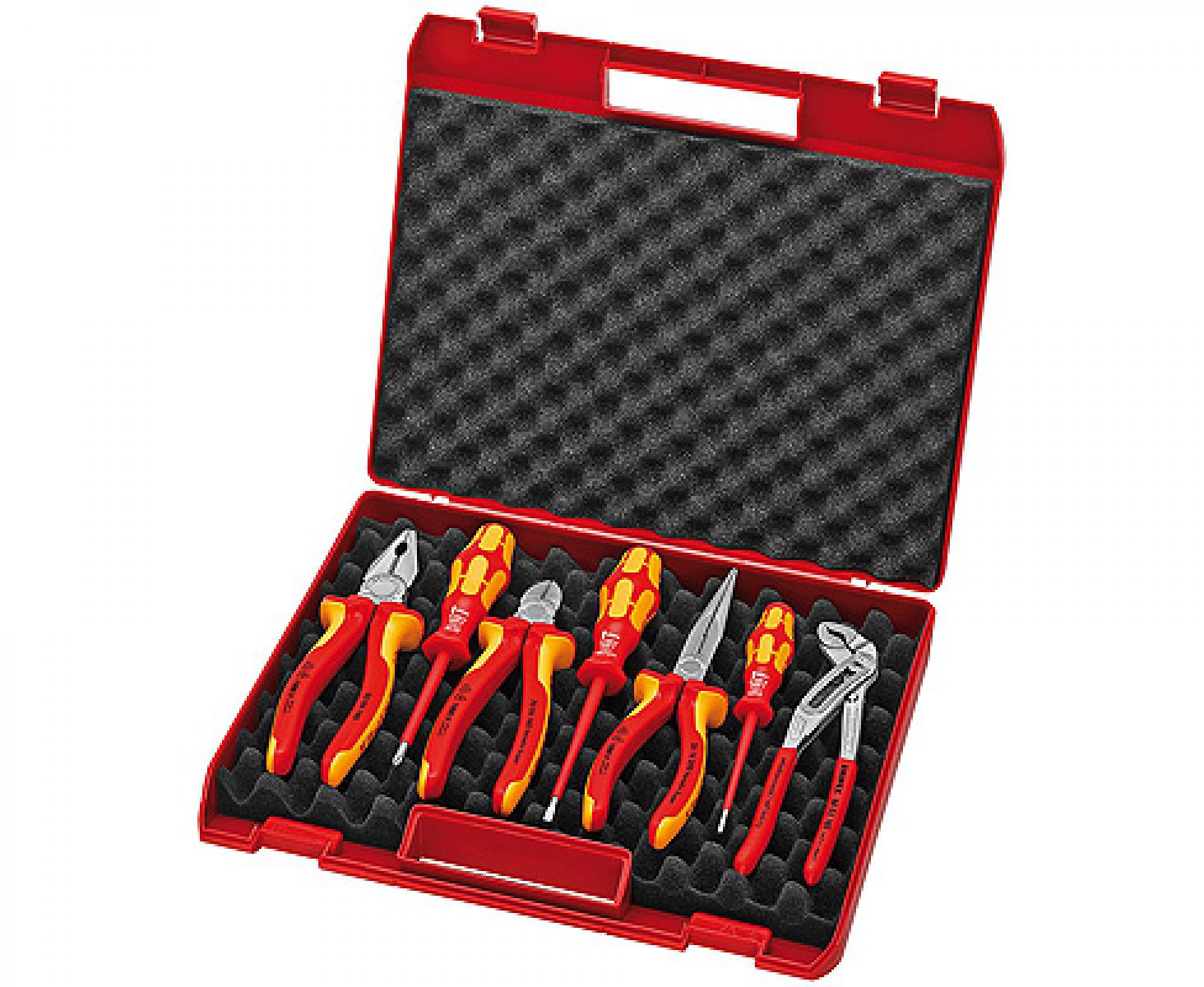 картинка Набор инструмента для электромонтажа в чемодане, 7 предметов Knipex KN-002115 от магазина "Элит-инструмент"