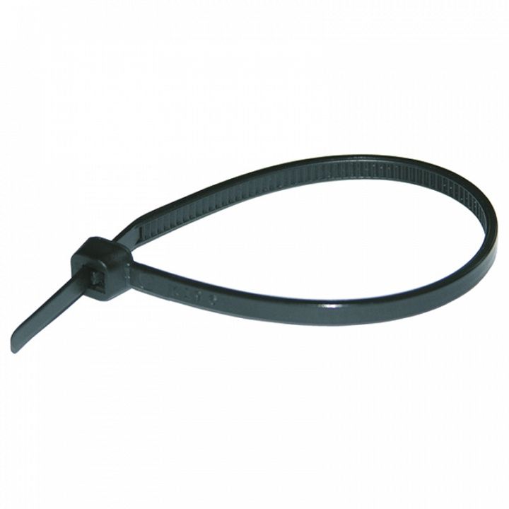 Стяжка кабельная чёрного цвета устойчивая к воздействию УФ-лучей 120x4,8 мм,(упак. 100 шт.)