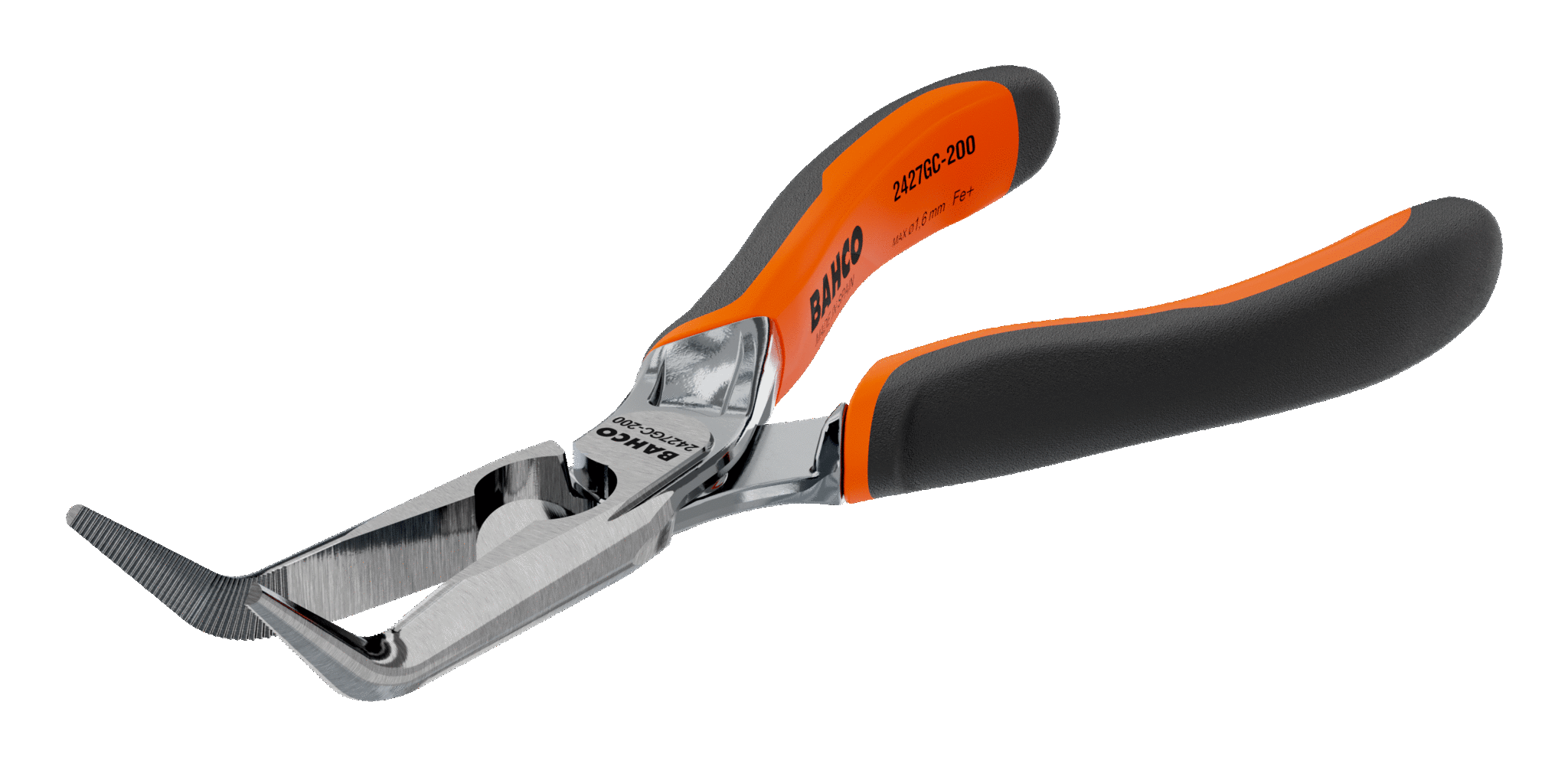 картинка Плоскогубцы ERGO™ с удлиненными изогнутыми губками c двухкомпанентными рукоятками и хромированным покрытием,45° (160 mm) Промышленная упаковка BAHCO 2427 GC-160IP от магазина "Элит-инструмент"
