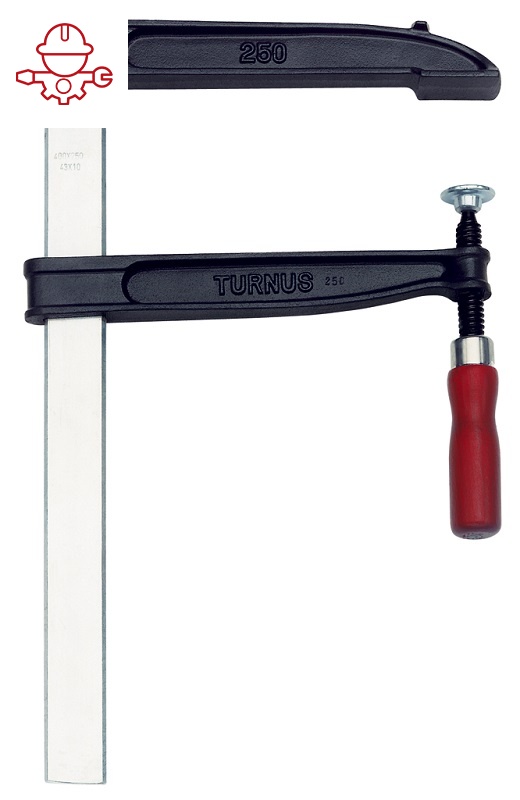 картинка Струбцина из ковкого чугуна, с большим вылетом, с деревянной рукояткой Kukko 506-060 от магазина "Элит-инструмент"