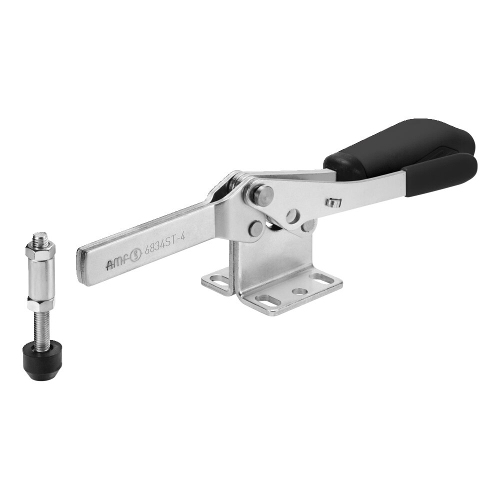Горизонтальный шарнирный зажим с черной ручкой и предохранительной защелкой АМF 558160