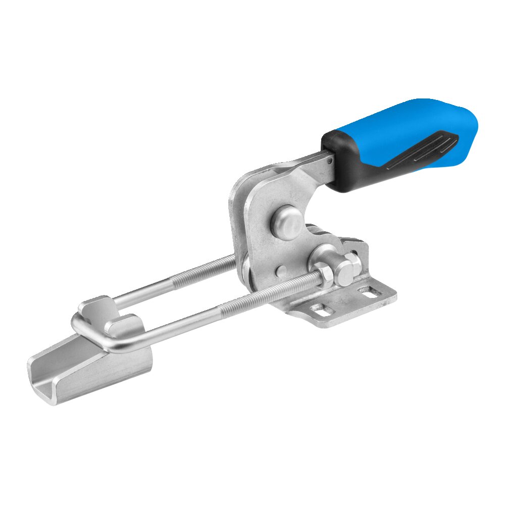 Горизонтальный шарнирный зажим типа крюка с синей ручкой и предохранительной защелкой АМF 557770
