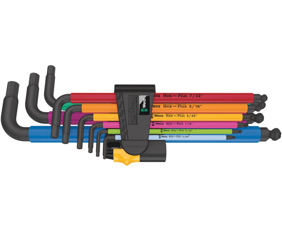 картинка Набор Г-образных ключей, дюймовых, Wera 950/9 Hex-Plus 5/64" - 3/8" Multicolour Imperial 2 BlackLaser с фиксирующей функцией Wera WE-022640 от магазина "Элит-инструмент"